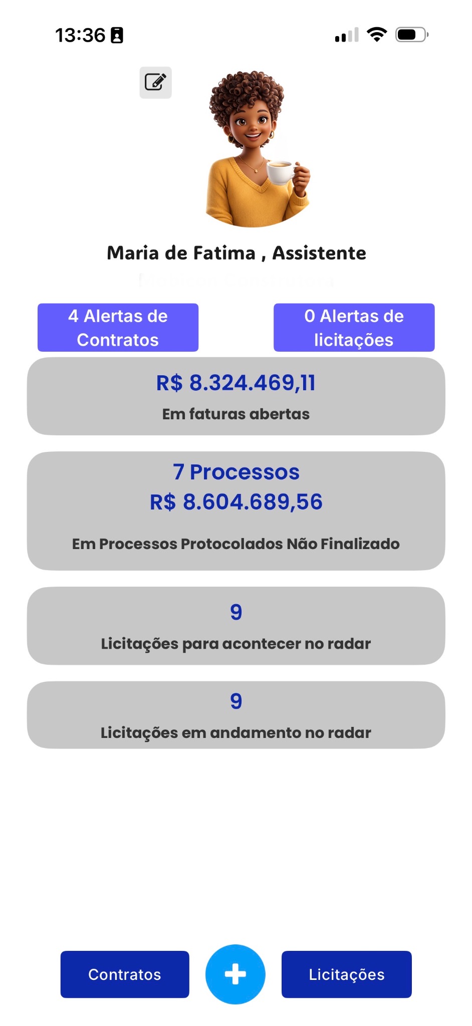 Dashboard Mobile Orbis Gestão